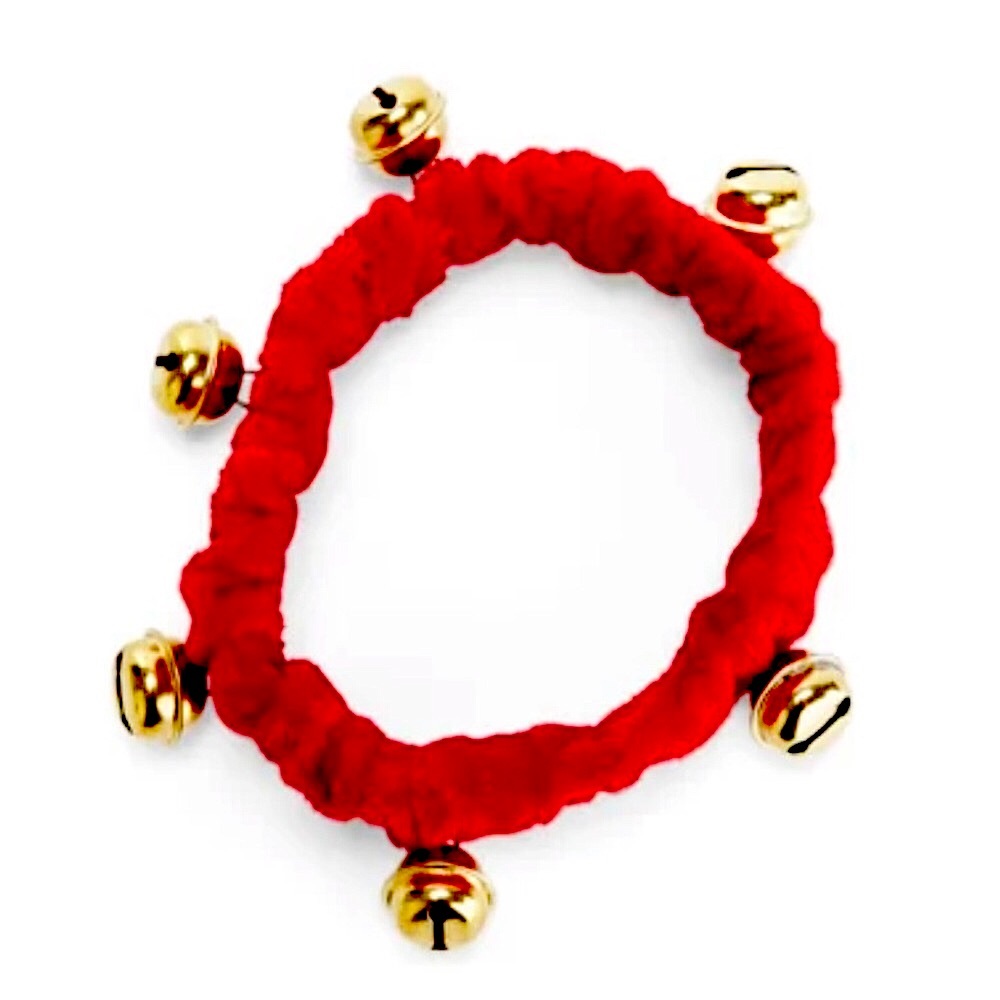NEW MERRY MAKINGS Jingle Bell-Embellished Red Velvet Pet Neckpiece L/XL - Picture 5 of 15